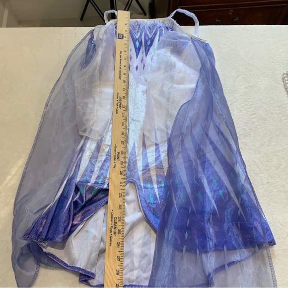 Disney frozen Elsa Princess pretend play costume dress blue white mesh arms 4-6 - Picture 8 of 12